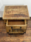 Rustic Wooden Rolling Side Table with Drawer Storage -  Farmhouse Style