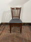 Set of 10 Wooden Dining Chairs – Slatted Back – Upholstered Seats