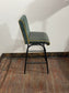 Set of 9 Green Bar Stools/Upholstered Seats/Black Metal Legs