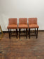 Set of 3 Tan Leather Effect Bar Stools – Dark Wood Frames