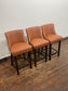 Set of 3 Tan Leather Effect Bar Stools – Dark Wood Frames