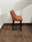 Set of 3 Tan Leather Effect Bar Stools – Dark Wood Frames