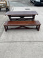 Solid Wood Dining Table & 2 Benches Rustic Wooden Kitchen Garden Pub Restaurant
