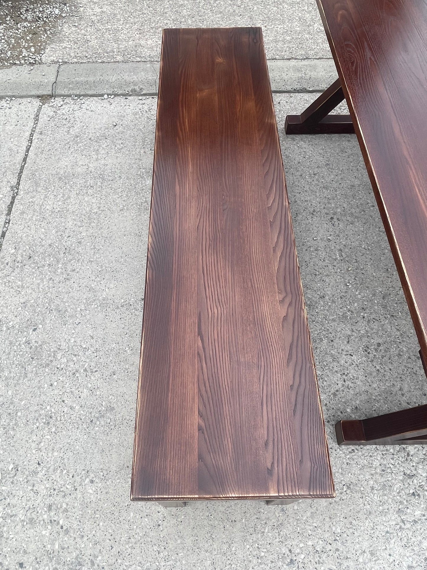 Solid Wood Dining Table & 2 Benches Rustic Wooden Kitchen Garden Pub Restaurant