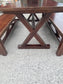 Solid Wood Dining Table & 2 Benches Rustic Wooden Kitchen Garden Pub Restaurant