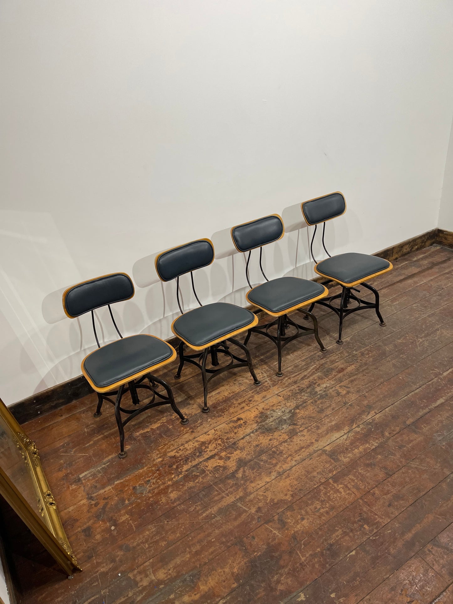 One Of A Kind Custom Built Industrial Rotating Adjustable Chairs - Set Of 4