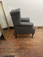 Chesterfield Wingback Armchair Dark Grey Real Leather Button Back Chair