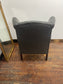 Chesterfield Wingback Armchair Dark Grey Real Leather Button Back Chair