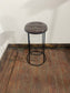 Set of 6 Industrial Bar Stools – Brown Leather Effect Seats & Black Metal Frames
