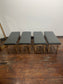 Set of 4 Traditional Wooden Benches – Dark Grey Leather Effect Seats