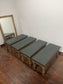 Set of 4 Traditional Wooden Benches – Dark Grey Leather Effect Seats
