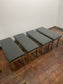 Set of 4 Traditional Wooden Benches – Dark Grey Leather Effect Seats