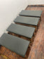 Set of 4 Traditional Wooden Benches – Dark Grey Leather Effect Seats