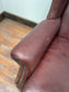 Dark red / oxblood leather wingback armchair