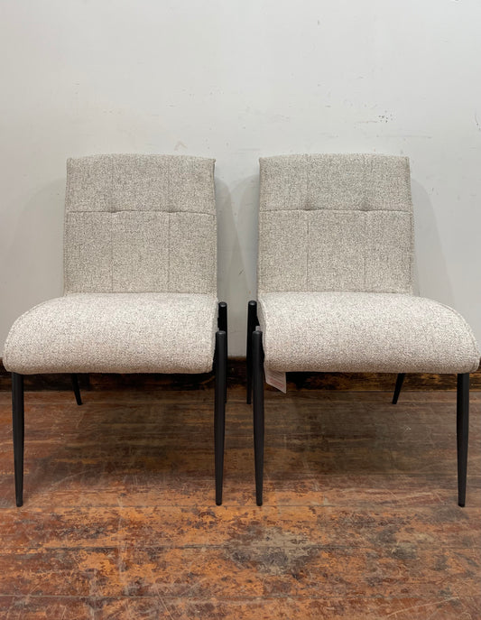 Pair of off-white / light grey textured fabric chairs