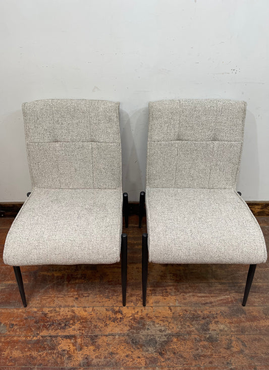 Pair of off-white / light grey textured fabric chairs