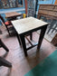 Pair of Matching High Poseur Tables – Sanded Wooden Tops & Contrasting Dark Base