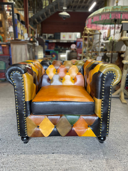 Stunning patchwork leather armchair