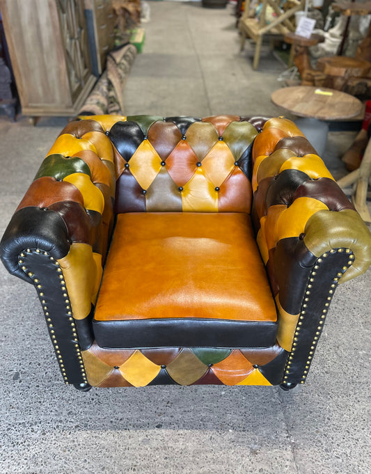 Stunning patchwork leather armchair
