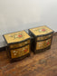 Pair of Vintage Hand Painted Oriental Bedside Cabinets / Nightstands