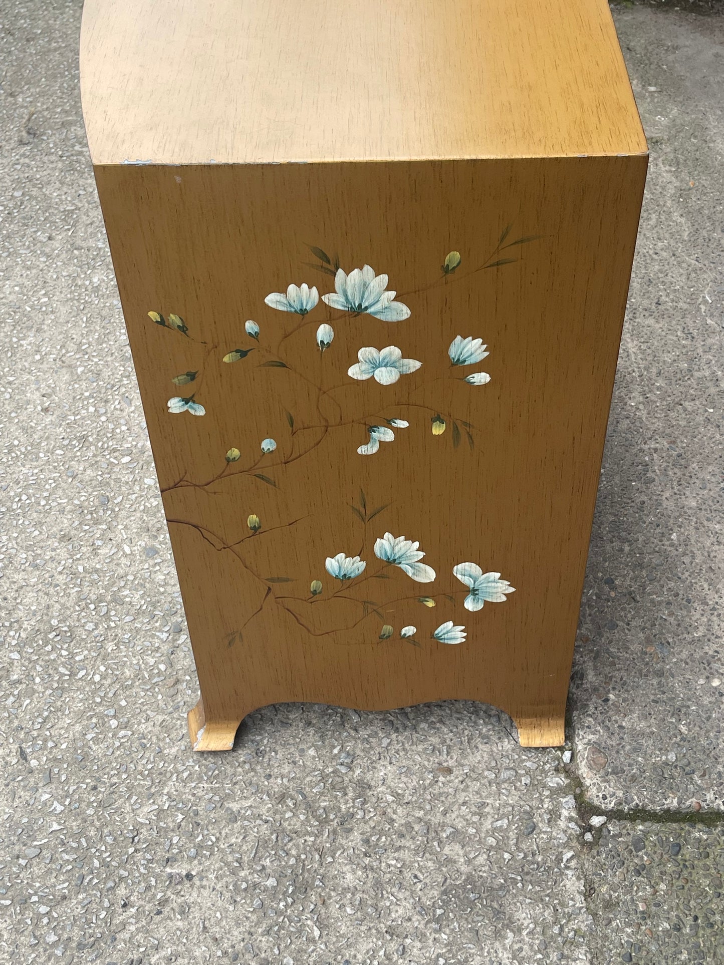 Vintage Hand-Painted Floral & Bird Chest of Drawers – 5 Drawer Oriental Style