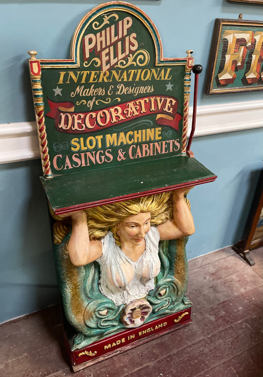 Hand painted funfair circus Mermaid sculpture with vintage sign