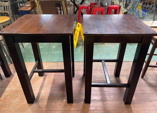 Pair of solid wood square poseur tables