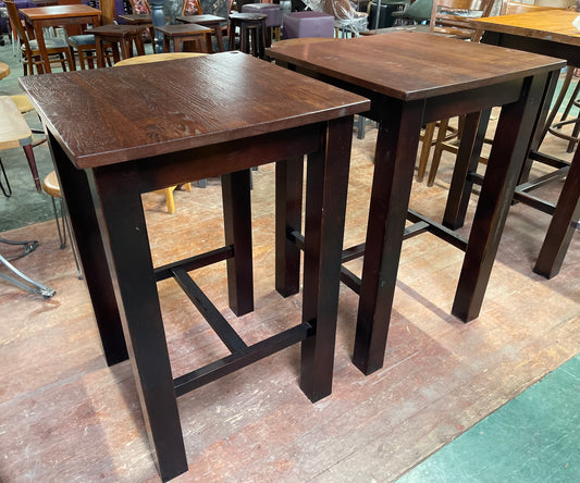 Pair of solid wood square poseur tables