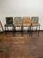 Set of 4 High Bar Stools Leather & Floral Fabric Metal Frames Pub Restaurant