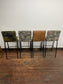 Set of 4 High Bar Stools Leather & Floral Fabric Metal Frames Pub Restaurant