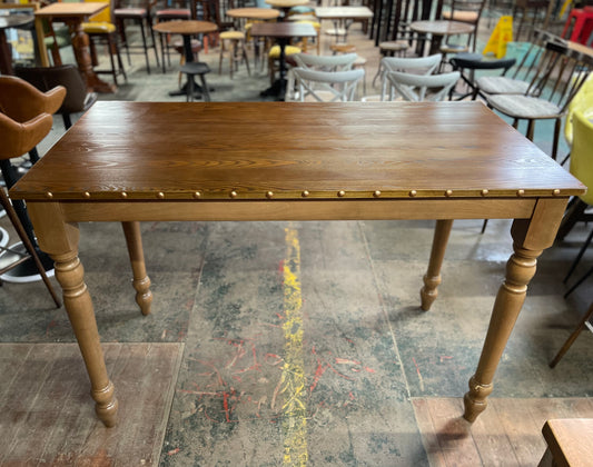 Rectangular poseur table with brass stud detail