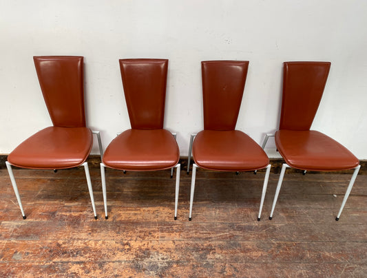 Set of four Italian leather dining chairs