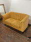 Mustard Yellow Velvet 2 Seater Sofa/Curved Channelled/Retro Style