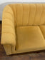 Mustard Yellow Velvet 2 Seater Sofa/Curved Channelled/Retro Style