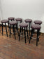 Set of 8 Burgundy Leather Effect Bar Stools Black Wooden Legs Chrome Footrest
