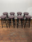 Set of 8 Burgundy Leather Effect Bar Stools Black Wooden Legs Chrome Footrest