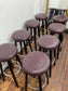 Set of 8 Burgundy Leather Effect Bar Stools Black Wooden Legs Chrome Footrest