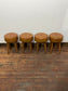 Set of 4 Genuine Leather Stools – Tan Brown Wooden Legs