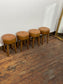 Set of 4 Genuine Leather Stools – Tan Brown Wooden Legs