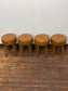Set of 4 Genuine Leather Stools – Tan Brown Wooden Legs