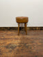 Set of 4 Genuine Leather Stools – Tan Brown Wooden Legs
