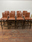 Set of 8 Classic Brown Leather Effect Bar Stools – Button Back High Stools