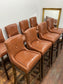 Set of 8 Classic Brown Leather Effect Bar Stools – Button Back High Stools