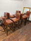 Set of 8 Classic Brown Leather Effect Bar Stools – Button Back High Stools