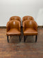 Set of 4 Tan Leather Effect Tub Chairs