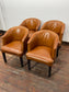 Set of 4 Tan Leather Effect Tub Chairs