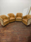 Set of 4 Tan Leather Effect Tub Chairs – Club Armchairs – Retro Style