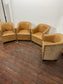 Set of 4 Tan Leather Effect Tub Chairs – Club Armchairs – Retro Style