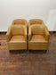 Set of 4 Tan Leather Effect Tub Chairs – Club Armchairs – Retro Style