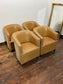 Set of 4 Tan Leather Effect Tub Chairs – Club Armchairs – Retro Style